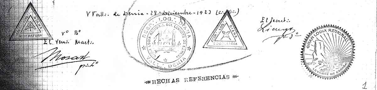 Documentos de la Logia Diana de 1923